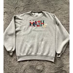 Vintage Jerzees  women's teacher Math Spellout Logo Sweatshirt Gray Size Large